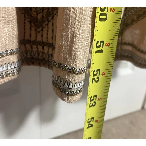 Anthropologie Dress Women 0 Tan Robin Embroidered Maxi Lace Boho Tiered‎ V Neck